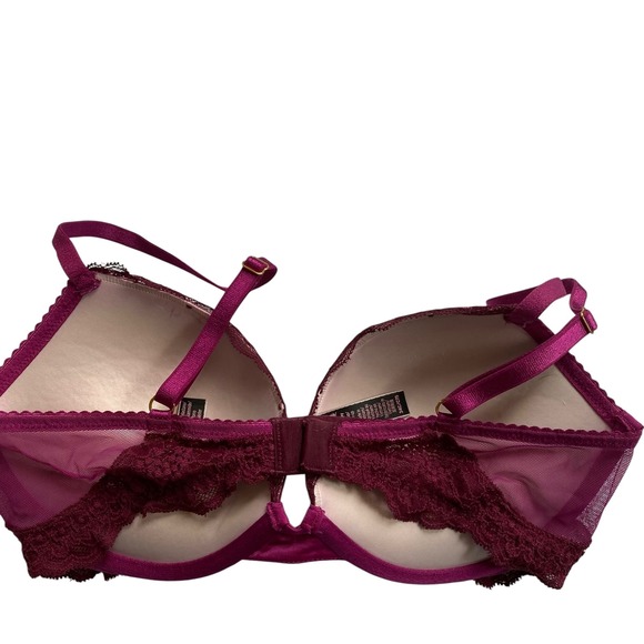 Victoria's Secret Very Sexy Push Up Bra Plum Burgundy Lace Trim 34C - Picture 4 of 8